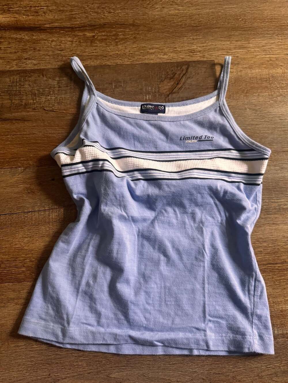 Y2K Limited Too Blue Striped Athletic Built in Bra Tank Top Size M